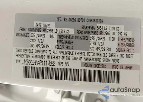 2024 Mazda Cx-90 Phev Premium Plus from USA, damaged, VIN JM3KKEHA4R1117592